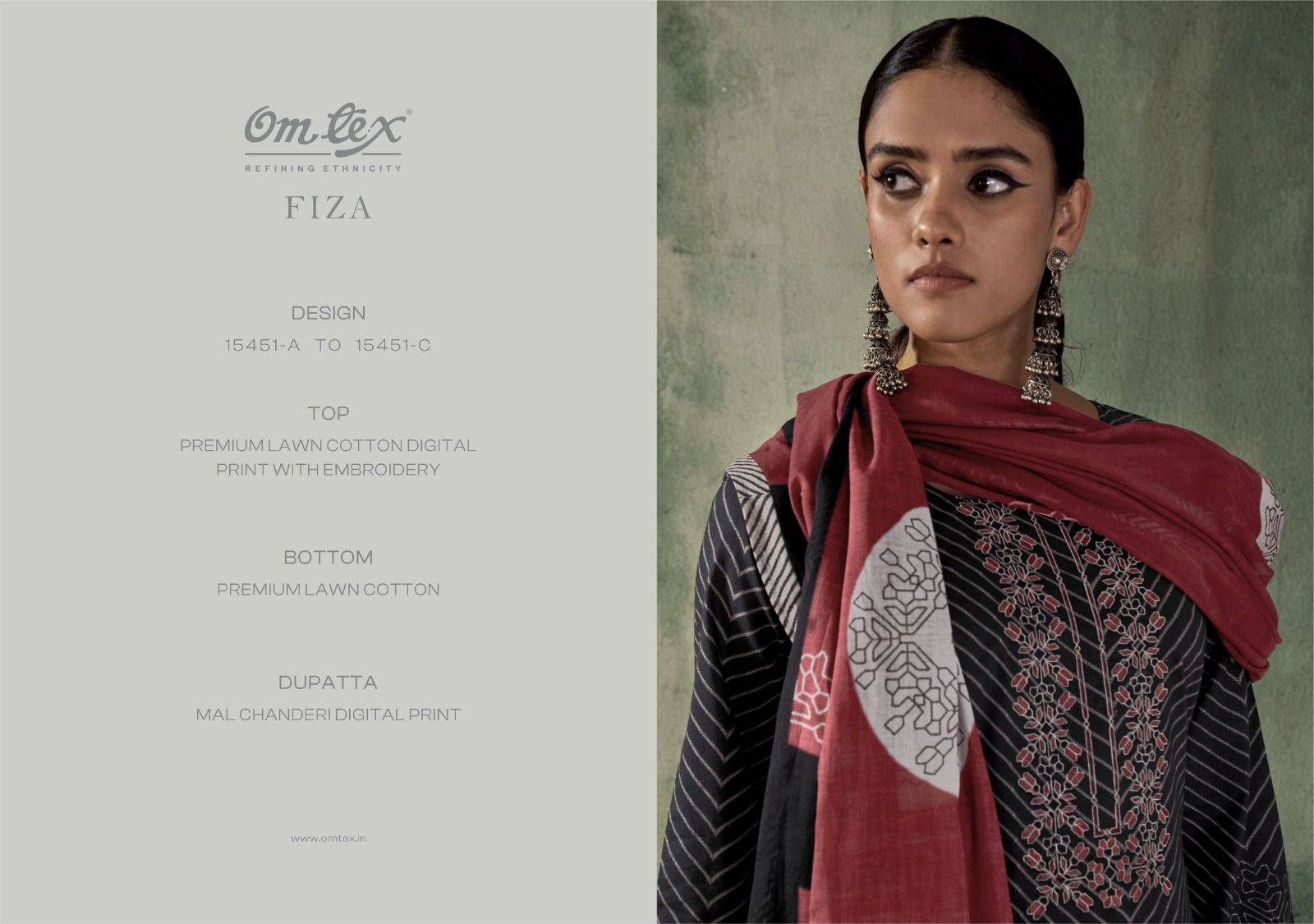 FIZA By OMTEX 15451 A TO 15451 C Beautiful Festive Suits Stylish Colorful Fancy Casual Wear & Ethnic Wear PREMIUM COTTON Dresses At Wholesale Price